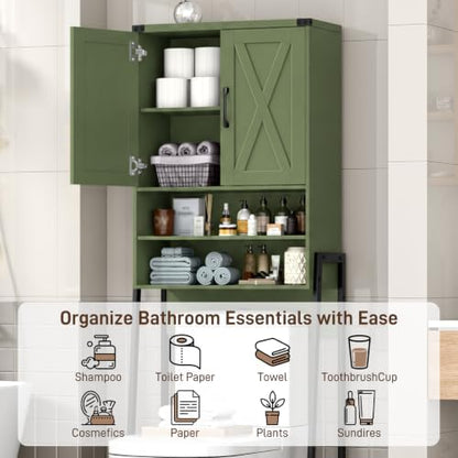 Vabches Metal Frame Over The Toilet Storage Cabinet, Green
