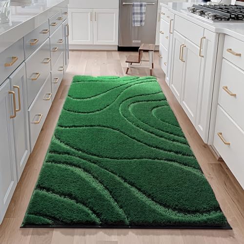 DEXDE Bathroom Rugs Runner 24x60, Extra Long Non-Slip Bath Mats Rug Green