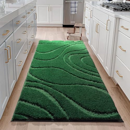 DEXDE Bathroom Rugs Runner 24x60, Extra Long Non-Slip Bath Mats Rug Green