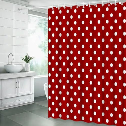 Polka Dot Shower Curtain Red White Retro Spot Vintage Fabric Decorative Bathroom Curtains with Hooks,70" Wx78 H