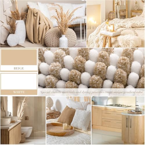 BSICPRO Bathroom Rugs Sets 2 Piece, Non Slip Boho Bath Mats, Beige