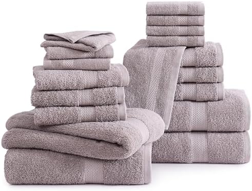 LANE LINEN Bath Towel Set 100% Cotton 18 Piece Soft Absorbent - Platinum