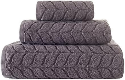 BAGNO MILANO Turkish Cotton Bath Towels, Hand Towels - Soft Plush Jacquard Collection Luxury Towels Set (Grey, Bath Towel Set of 2)