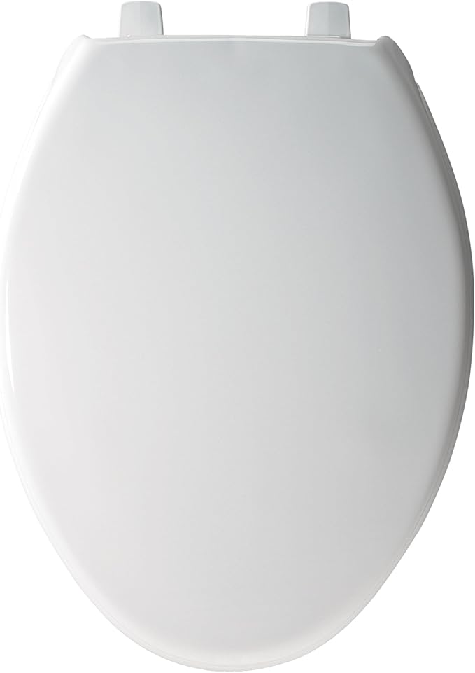 BEMIS 7800TDG Commercial Closed Front Plastic Toilet Seat, Heavy Duty Industrial Seat with Lid, Secure Installation for Long Lasting Hospitality Use, Elongated, White
