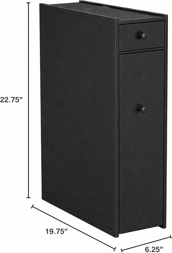 Proman Products ZLM46002 Bathroom Cabinet, 6 1/4" W x 19 3/4" D x 22 ¾" H, Black