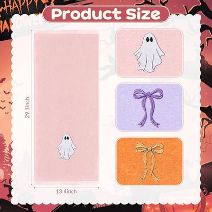 FuWeave 3 Pcs Purple Orange Halloween Ghost Hand Towels for Bathroom
