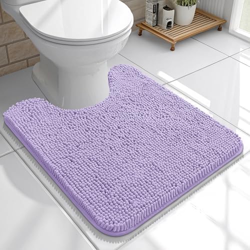 OLANLY Toilet Rugs U-Shaped 20x20, Soft Absorbent Chenille Contour Rugs