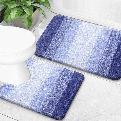 OLANLY Micorfiber Bathroom Rug Set 2 Piece, 30"x20"+U-Shaped 24"x20"