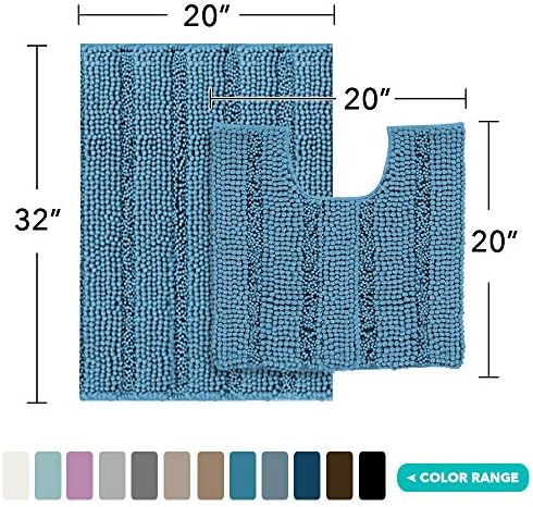 2 Piece Bathroom Rug Set with Toilet Mat, Soft Absorbent Chenille, Non-Slip