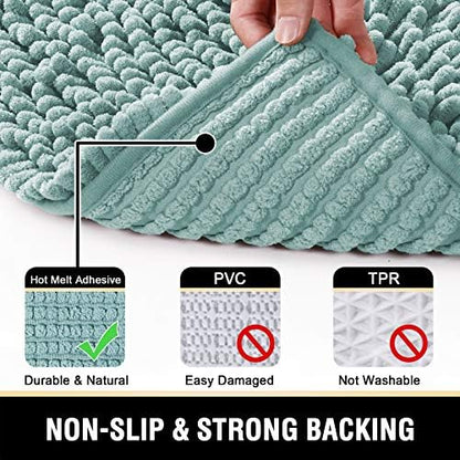H.VERSAILTEX Bathroom Rugs Bath Mats Non Slip Luxury Chenille Bathroom Runner Rug 24x47 Extra Soft and Absorbent Shaggy Rugs Washable Dry Fast Area Carpet Mats, Tub - Aqua Foam