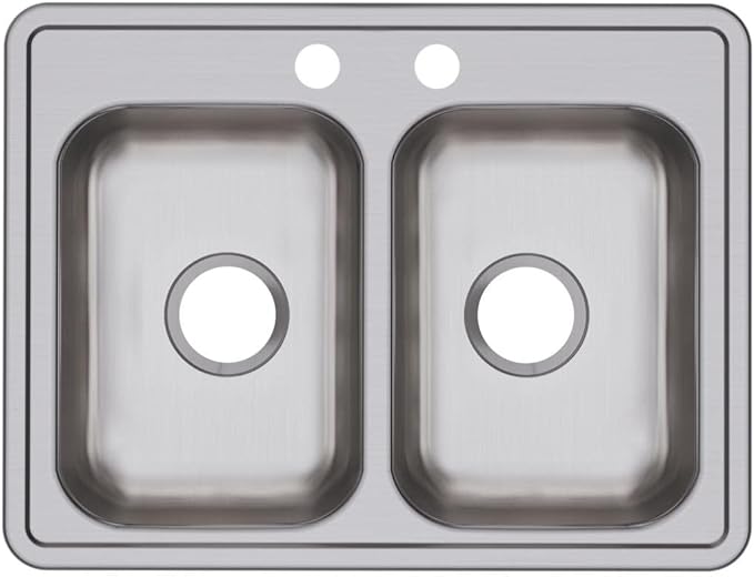 Elkay Dayton Stainless Steel 25" x 19" x 6-5/16", 2-Hole Equal Double Bowl Drop-in Sink
