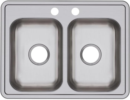 Elkay Dayton Stainless Steel 25" x 19" x 6-5/16", 2-Hole Equal Double Bowl Drop-in Sink