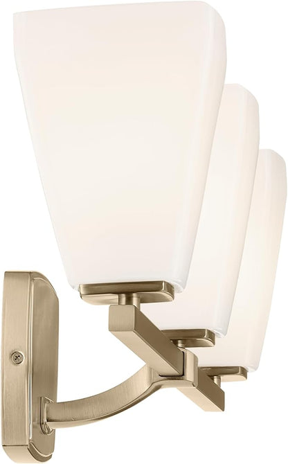 Kichler Marant 21.25" 3-Light Vanity Light with Opal Glass in Champagne Bronze, for Bathroom, Powder Room, Over a Mirror, (21.25" W x 9.5" H), 55216CPZ