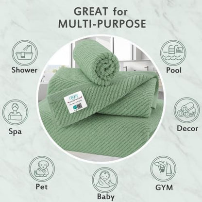 VOOVA & MOVAS 3PC Towel Set, 100% Cotton, Mint Green