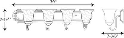 Progress Lighting P3054-09 Alabaster Glass Bath & Vanity, 30-Inch Width x 7-1/4-Inch Height, Nickel