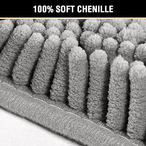 H.VERSAILTEX Chenille Bath Mat Thick Soft Absorbent for Bathroom, Microfiber Dries Quickly, Shaggy Washable Plush Durable Rug, Bathtub and Shower Floor, 24x17, Grey