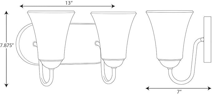 Progress Lighting Classic Collection 2-Light Etched Glass Traditional Bath Vanity Light Brushed Nickel, 7-7/8" x 13"