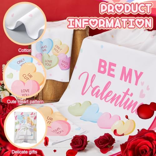Peryiter 3 Pack Valentine Heart Decorative Bath Towel Set
