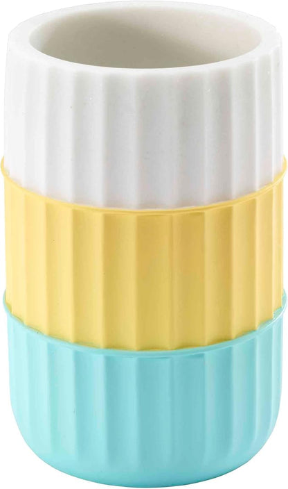 IZOD - Tumbler, Resin Countertop Bathroom Accessories, Dorm Room Essentials, Striped Bathroom Decor (Clubhouse Collection, Aqua)
