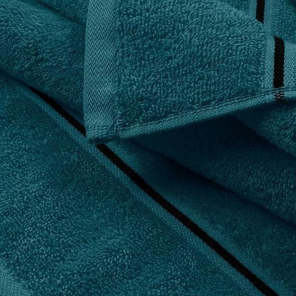 MyOwn Ultra Soft 6 Pack Cotton Towel Set, Contains 2 Bath Towels 28x55 inch, 2 Hand Towels 16x24 inch & 2 Wash Coths 12x12 inch, Ideal Everyday use, Compact & Lightweight - Teal