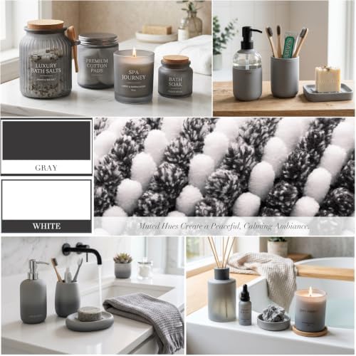 BSICPRO Bathroom Rugs Sets 2 Piece, Non Slip Striped Bath Mats, Gray