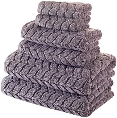 BAGNO MILANO Turkish Cotton Bath Towels, Hand Towels - Soft Plush Jacquard Collection - Highly Absorbent Towel Set (Grey, 4 Pcs Hand Towel Set)