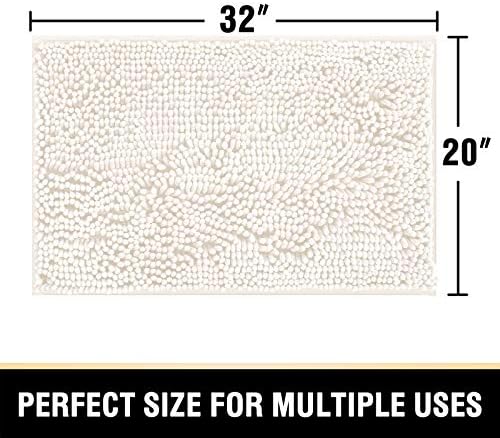 H.VERSAILTEX Bathroom Rugs Non Slip Luxury Chenille Bathroom Mat 20x32 Extra Soft and Absorbent Shaggy Rugs Washable Dry Fast Area Carpet Mats for Bath Room, Tub - Ivory