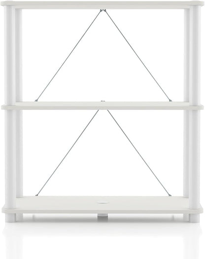 Homes: Inside + Out Apexa Modern 3-Tier Wide Shelving Units, Collectibles Display Shelves, Easy Assembly Standing Shelf, Home Storage Organizer for Living Room, Bedroom, Office, White