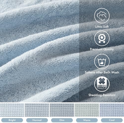 Madison Park 800GSM 100% Cotton Bathroom Bath Towel Set of 8, Light Blue