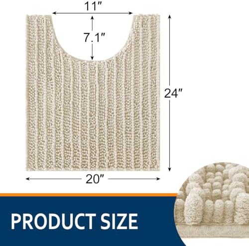 Smiry Bathroom Toilet Rugs U Shaped 24X20, Chenille Bath mats for Toilet