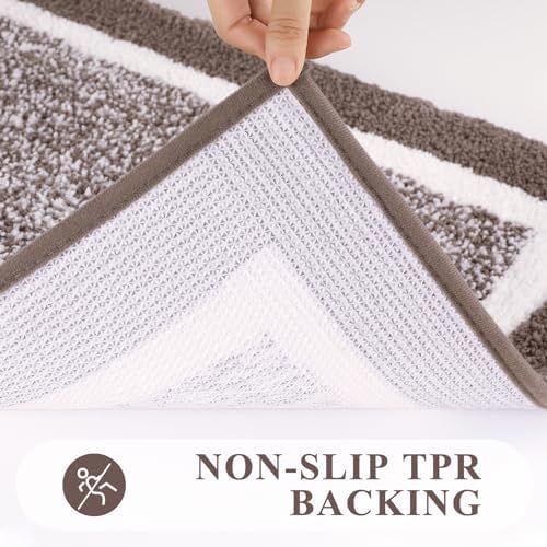 Pauwer 3 Piece Bathroom Rug Set, Non Slip Washable Bath Mat, Coffee