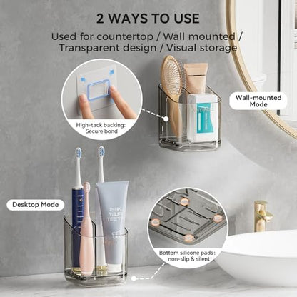 3 Slots Detachable Toothbrush Holders Wall Mounted for Bathrooms