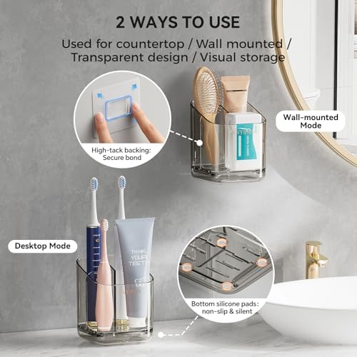 3 Slots Detachable Toothbrush Holders Wall Mounted for Bathrooms