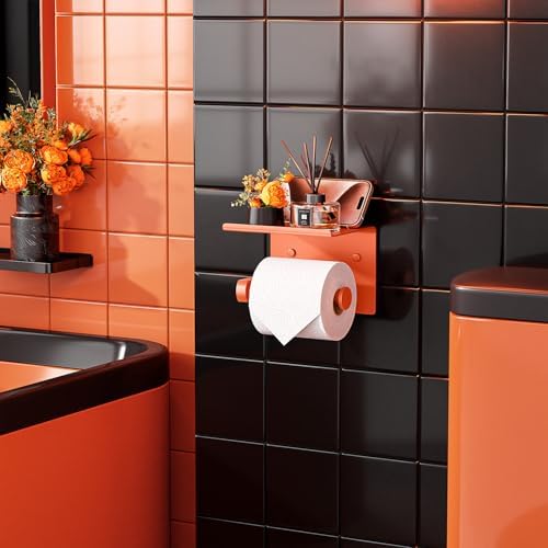 Toilet Paper Holder with Shelf Wall Mounted Toilet Paper Roll Dispenser