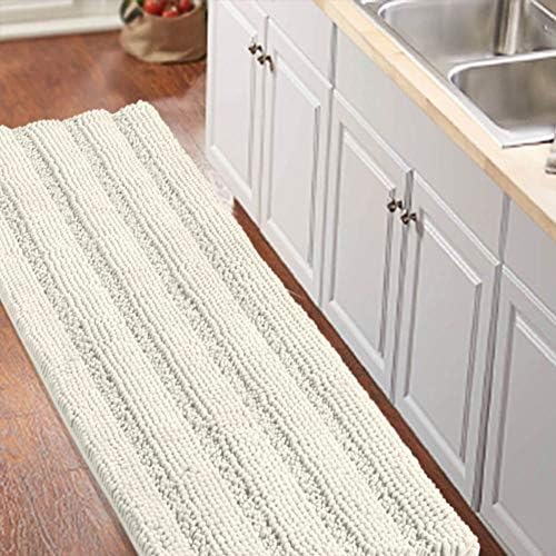 Turquoize Bathroom Runner Rug 20"x59", Soft Absorbent Chenille Bath Rug