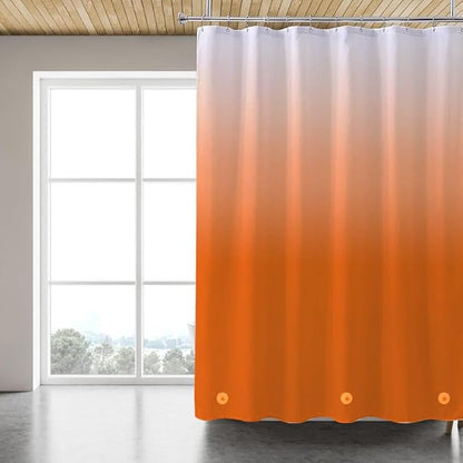 Orange Shower Curtain Liner, 4G PEVA Shower Liner, Plastic Peva Waterproof Shower Curtains, 72x72 inch with Grommet Holes 3 Magnetic Weights