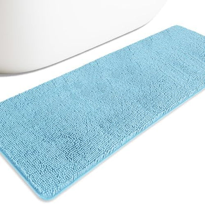 Bathroom Runner Rug 24 x 72 Non Slip – Extra Long Bath Mat | Absorbent and Washable Thick Chenille Runner Rug for Bathroom, Shower, Tub, Sink(Sky Blue)