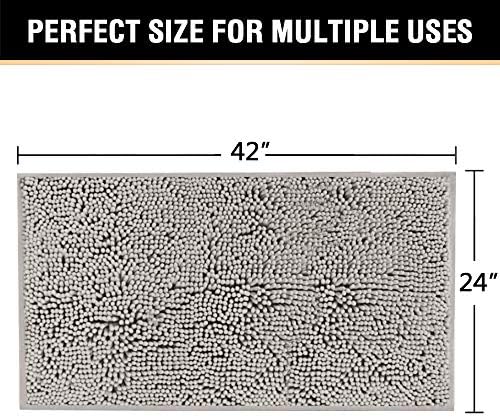 H.VERSAILTEX Microfiber Bath Rugs Chenille Floor Mat Ultra Soft Washable Bathroom Dry Fast Water Absorbent Bedroom Area Rugs, 24 x 42 - Inch, Dark Grey