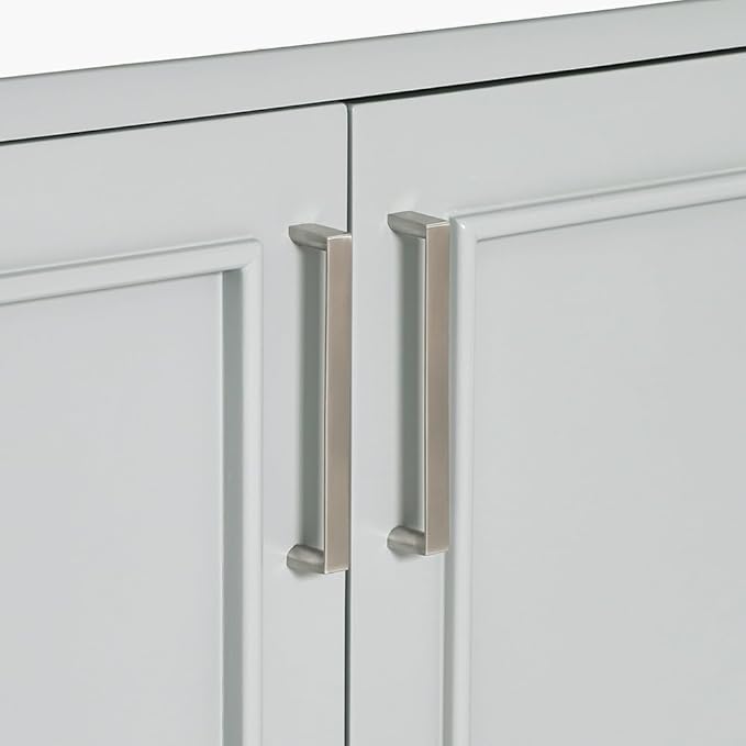 ARIEL Stafford 84-inch Bathroom Vanity with Sink,Solid Wood, 1.5-inch Pure White Quartz Countertop & Backsplash, Double Rectangular Porcelain Sink, 5 Soft Closing Doors, 6 Dovetail Drawers, Grey