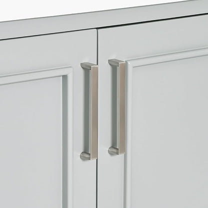 ARIEL Stafford 84-inch Bathroom Vanity with Sink,Solid Wood, 1.5-inch Pure White Quartz Countertop & Backsplash, Double Rectangular Porcelain Sink, 5 Soft Closing Doors, 6 Dovetail Drawers, Grey