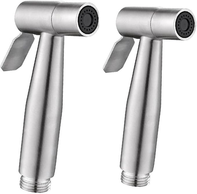 2 Pieces Bidet Toilet Sprayer Head Stainless Steel Handheld Sprayer for Cloth Diaper, Bathroom, Kitchen and Toilet Cleaning