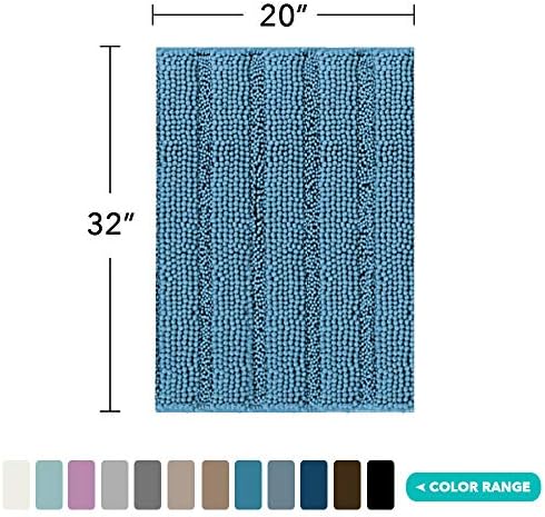 Turquoize Bathroom Rug 20"x32", Absorbent Chenille Bath Rug, Turquoise Blue
