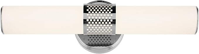 Kichler Sashi 18" LED Small Bath Bar with White Glass in Chrome, Modern, for Vanity, Fireplace, Buffet, Hallway, Vanity Mirror, (18" W x 5" H), 55191CHLED