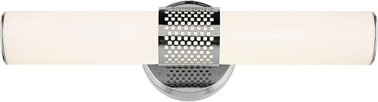 Kichler Sashi 18" LED Small Bath Bar with White Glass in Chrome, Modern, for Vanity, Fireplace, Buffet, Hallway, Vanity Mirror, (18" W x 5" H), 55191CHLED