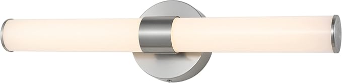 JONATHAN Y 20.13" Nickel/White 1-Light Integrated LED Vanity Light, Mid-Century Modern Iron Sconce with Frosted Acrylic Shade, Dimmable Bathroom Light Fixture for Mirror, 3000K (JYL7119B)