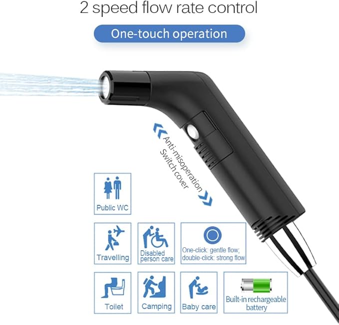 2Clean Portable Bidet, Portable Bidet for Travel, Travel Bidet Portable Sprayer, Portable Bidet for Women, Bidet Portable for Personal Care, Portable Bidet for Toilet, Electric Portable Bidet for Men