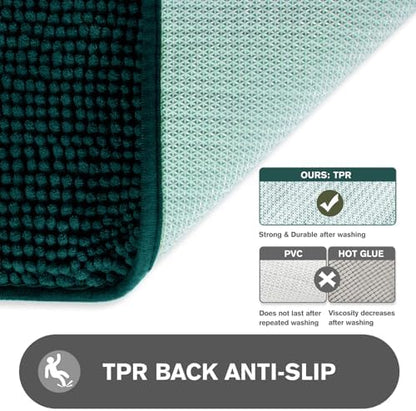 Small Bathroom Rug 12"x12" – Washable and Absorbent Mini Bath Mat, Non Slip, Thick Soft Chenille Bath Rugs for Bathroom, Shower, Locker Rug(Dark Teal)