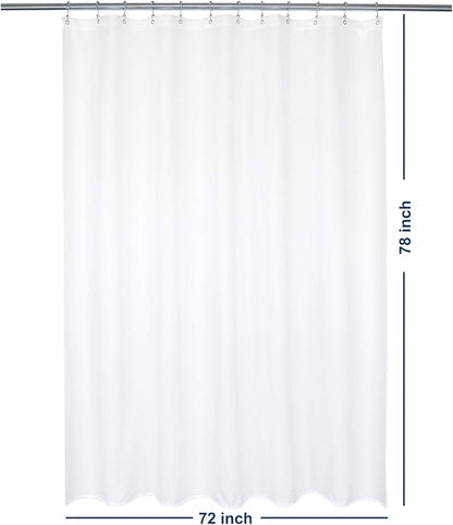 Barossa Design Waterproof Fabric Shower Curtain or Liner Microfiber 72" W x 78" H - Hotel Quality, Machine Washable, White Shower Curtain Liner for Bath Tub, 72x78 Inches
