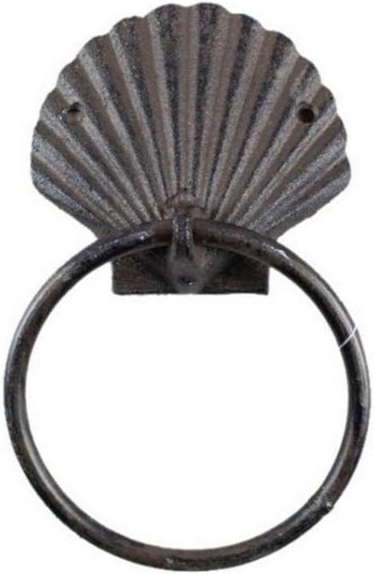 Cast Iron Seashell Towel Holder 8.5 Inch - Seashell Decoration - Sea Home Decor