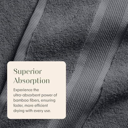 Luxury Bamboo Rayon Oversized Bath Towel Set | 2-Pack | Ultra Soft | Grey